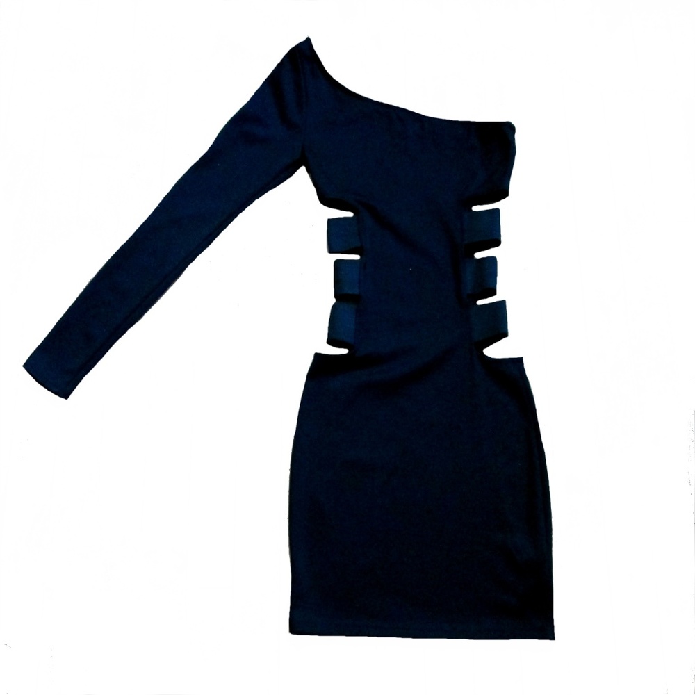 5th Culture Black Band Aid One Sleeve Dress XS